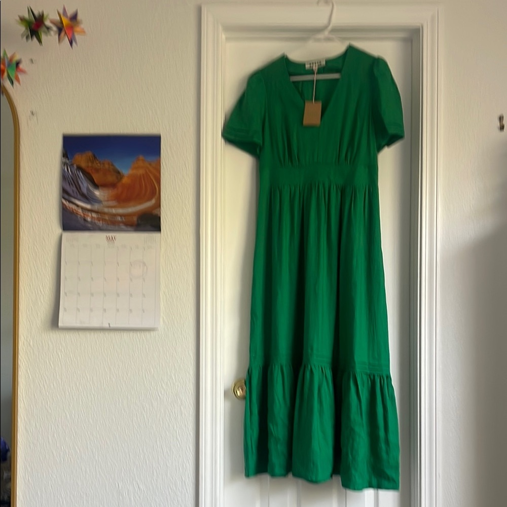 Kelly Green Linen Boden Dress 8L